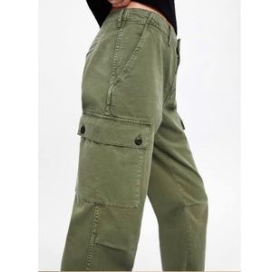 Zara | Pants u0026 Jumpsuits | Zara Olive Green Straight Leg Cargo Pants Size 3  | Poshmark